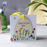 Personalised First Easter Floral Wooden Decoration And Card