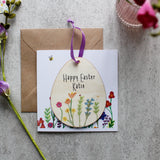 Personalised Easter Floral Wooden Decoration And Card
