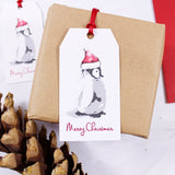 Penguin Santa Hat Christmas Gift Tag - Olivia Morgan Ltd