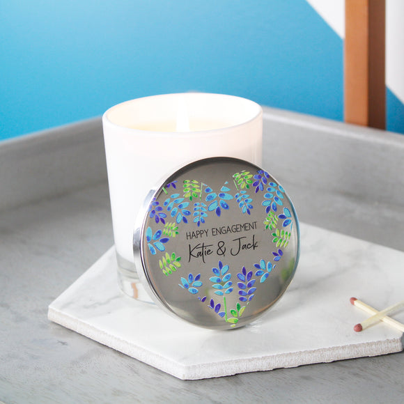 Happy Engagement Scented Candle With Floral Lid - Olivia Morgan Ltd