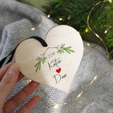 Couples Personalised Christmas Wooden Heart Decoration - Olivia Morgan Ltd