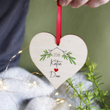 Couples Personalised Christmas Wooden Heart Decoration - Olivia Morgan Ltd