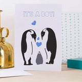 It's A Boy Penguin Family New Baby Card