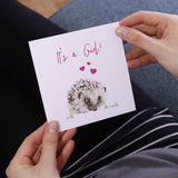It's A Girl Hedgehog Announcement New Baby Card