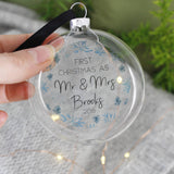 First Christmas As Mr And Mrs Flat Bauble - Olivia Morgan Ltd