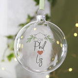 Couples Mistletoe Personalised Christmas Bauble - Olivia Morgan Ltd