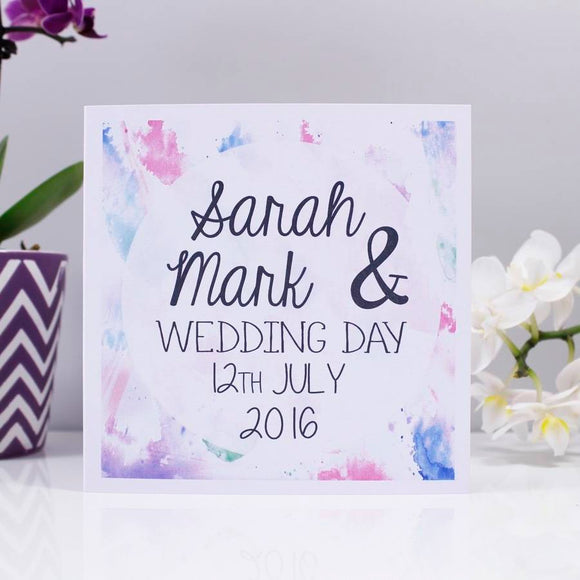 Personalised Wedding Watercolour Card