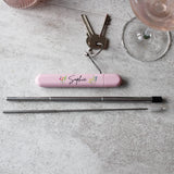Personalised Metal Extendable Straw Keyring For Her