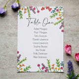 Wildflower Table Plan Cards Stationery