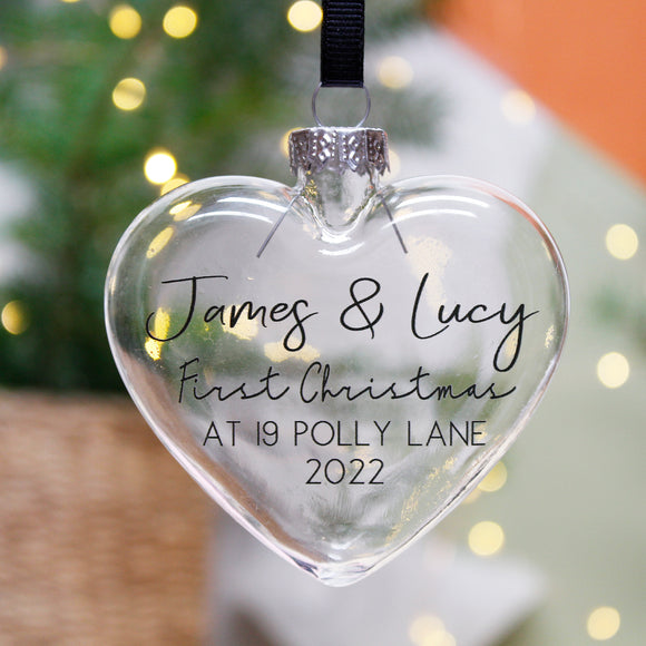 New Home Heart Shaped Glass Bauble 