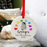 Baby First Christmas Rainbow Penguin Ceramic Decoration