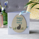 Personalised Easter Rabbit Wooden Decoration And Card
