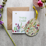 Happy Easter Floral Wooden Decoration And Card