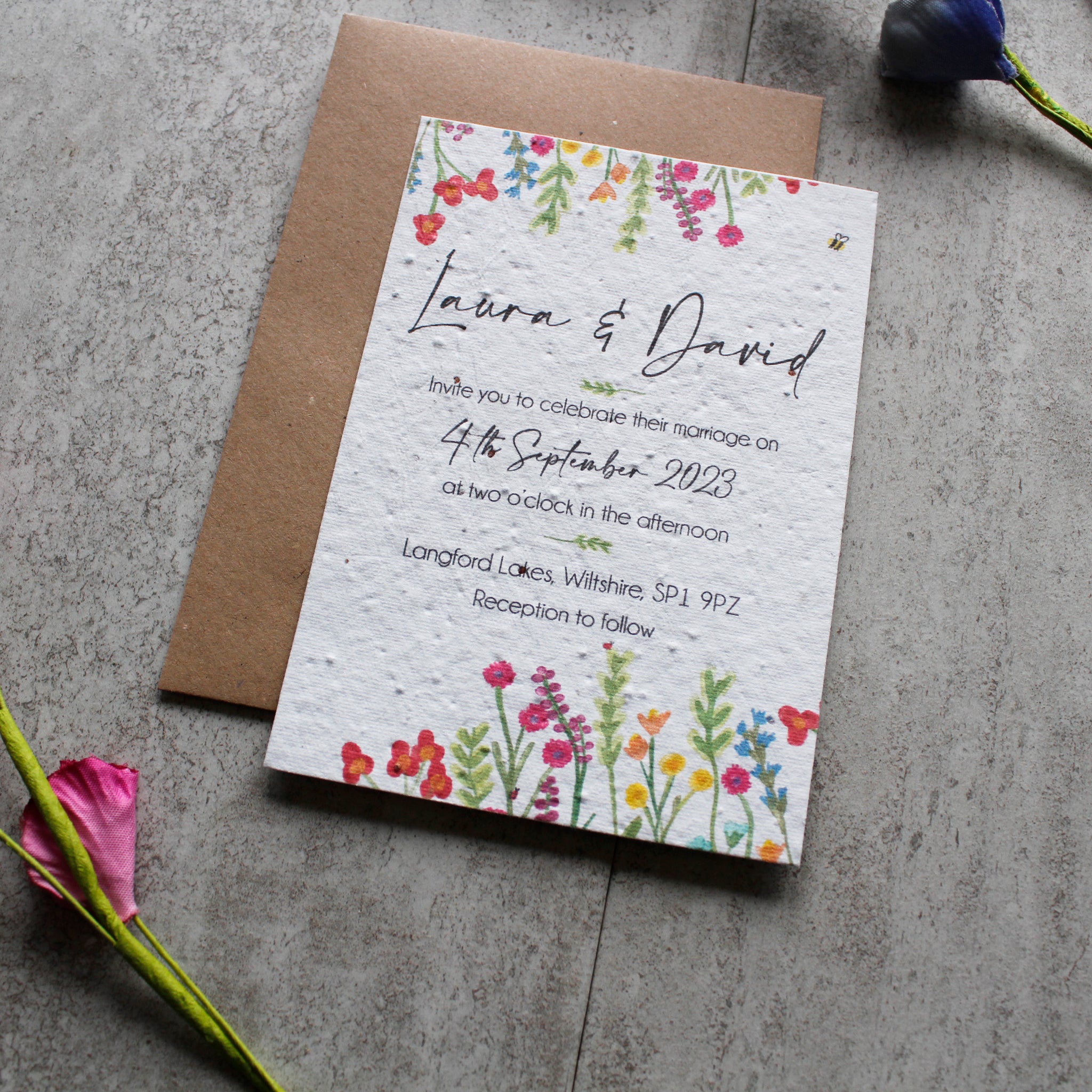 flower seed paper wedding invitations Plantable Wildflower Wedding Invitations – Olivia Morgan Ltd