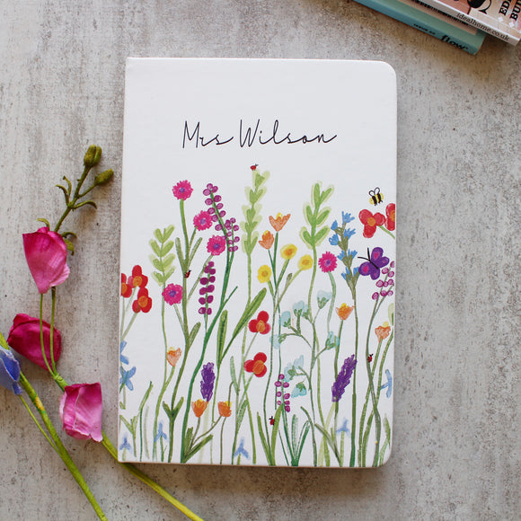 Teacher Wildflower Personalised Notebook Gift
