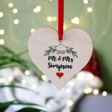 Mistletoe Married Christmas Wooden Tree Decoration