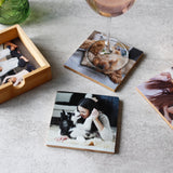 Set Of Bamboo Photo Coasters For Pet Mums