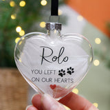 Paw Prints Our Hearts Memorial Feather Christmas Bauble