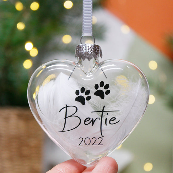 Pet Memorial Feather Christmas Bauble