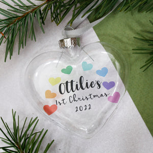 Baby's First Christmas 2022 Rainbow Bauble Decoration