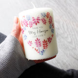 Thank You Teacher Floral Heart Candle - Olivia Morgan Ltd