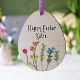 Personalised Easter Floral Wooden Decoration And Card
