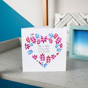 Floral Heart Personalised Same Sex Wedding Card - Olivia Morgan Ltd