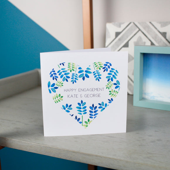 Floral Heart Personalised Engagement Card - Olivia Morgan Ltd