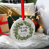 First Married Christmas Ceramic Wreath Decoration