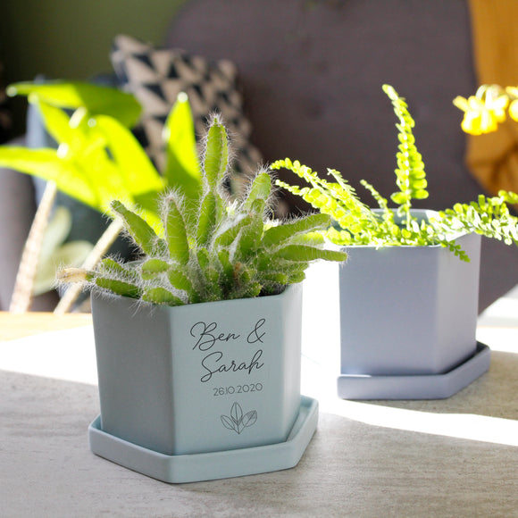 engagement plant pot Anniversary Personalised Hexagon Plant Pot – Olivia Morgan Ltd