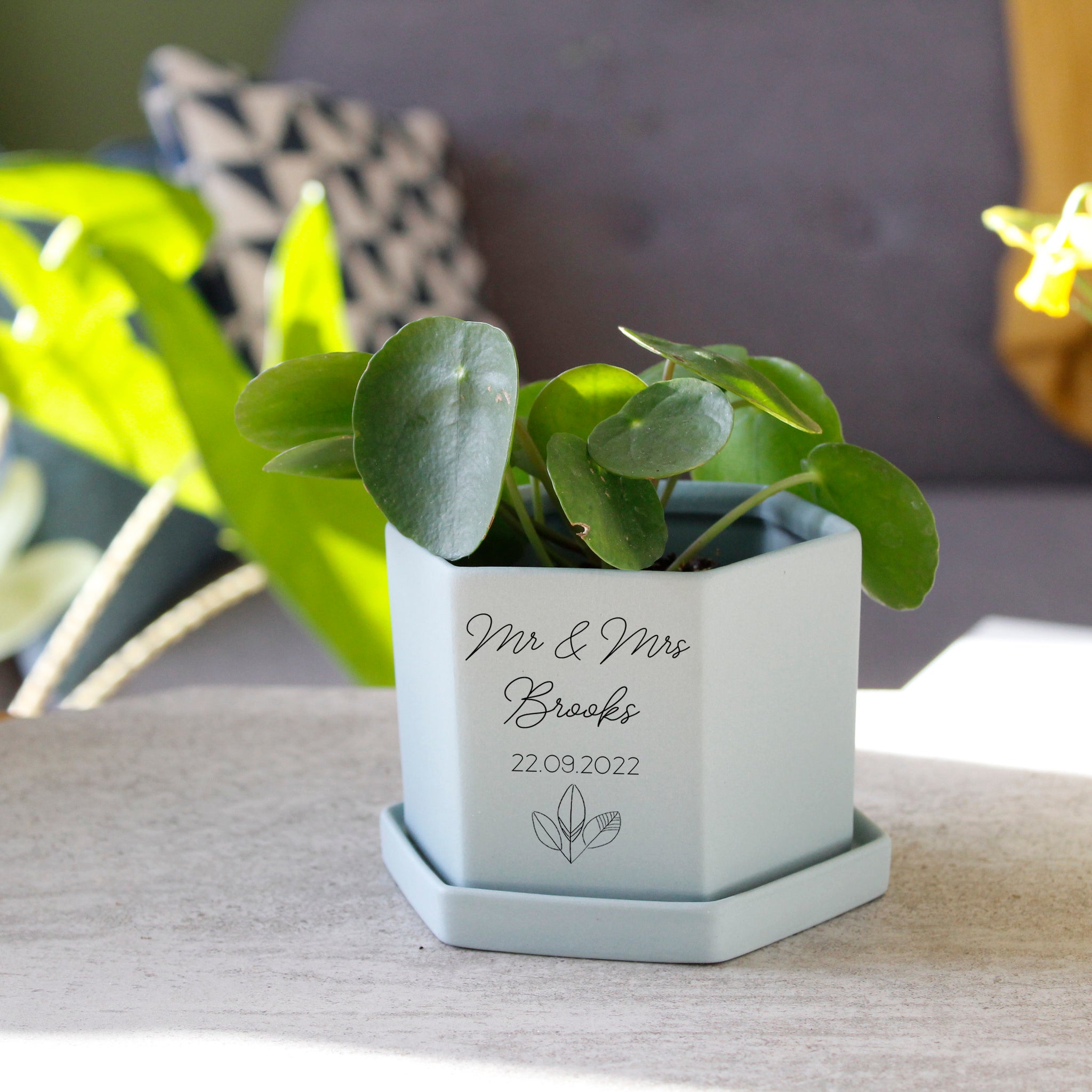 hexagon plant pot Wedding Gift Personalised Hexagon Plant Pot – Olivia Morgan Ltd