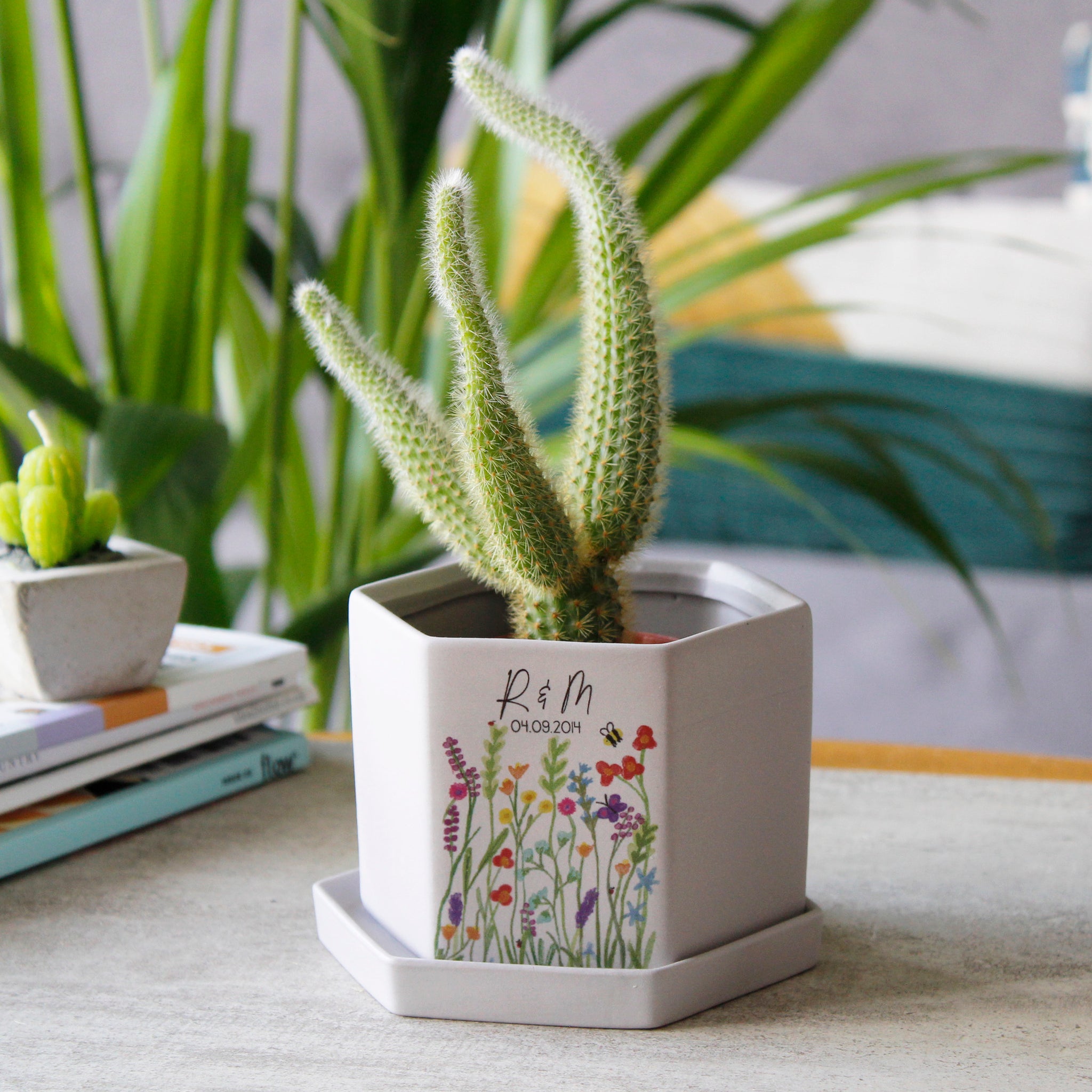 anniversary plant pot Wildflower Anniversary Personalised Hexagon Plant Pot – Olivia Morgan Ltd