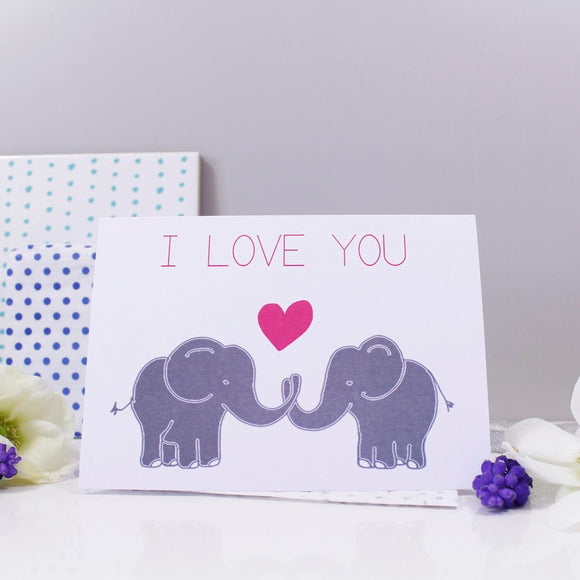 I Love You Elephant Anniversary Card - Olivia Morgan Ltd