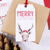 Reindeer Santa Hat Christmas Gift Tag - Olivia Morgan Ltd