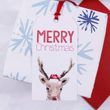 Reindeer Santa Hat Christmas Gift Tag - Olivia Morgan Ltd