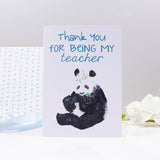 Panda Thank You For Being My Teacher Card - Olivia Morgan Ltd