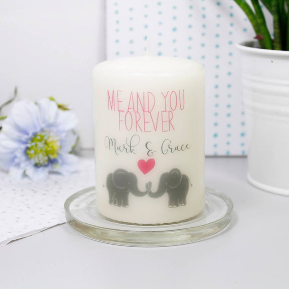 Me And You Forever Personalised Elephant Anniversary Candle Gift - Olivia Morgan Ltd