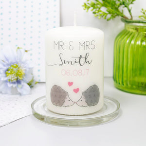 Hedgehog Personalised Wedding Anniversary Candle - Olivia Morgan Ltd