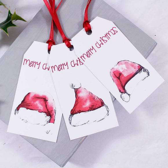 Santa Hat Christmas Gift Tag - Olivia Morgan Ltd