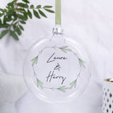Couples Mistletoe Wreath Personalised Christmas Bauble - Olivia Morgan Ltd