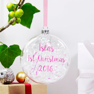 Baby's First Christmas Personalised Iridescent Bauble - Olivia Morgan Ltd