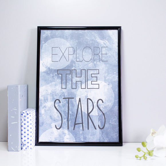 Explore The Stars Patterned Quote Print - Olivia Morgan Ltd