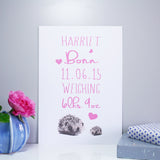 Baby Girl Personalised Hedgehog Print - Olivia Morgan Ltd