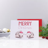 Hedgehog Santa Hat Christmas Card - Olivia Morgan Ltd