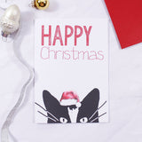 Cat Santa Hat Christmas Card - Olivia Morgan Ltd