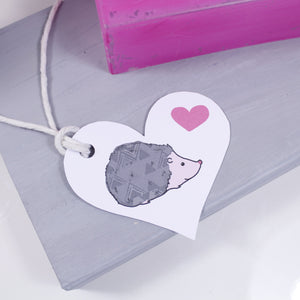 Hedgehog Love Heart Shaped Gift Tag - Olivia Morgan Ltd