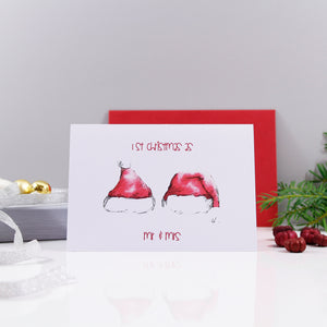 Mr and Mrs Santa Hat First Christmas Card - Olivia Morgan Ltd