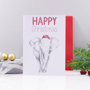 Elephant Santa Hat Christmas Card - Olivia Morgan Ltd