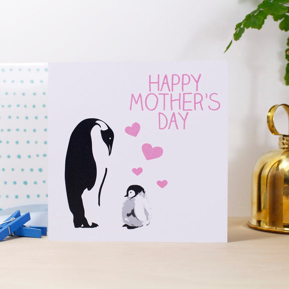 Happy Mother's Day Penguin Card - Olivia Morgan Ltd