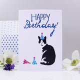 Happy Birthday Cat Party Hat Card - Olivia Morgan Ltd